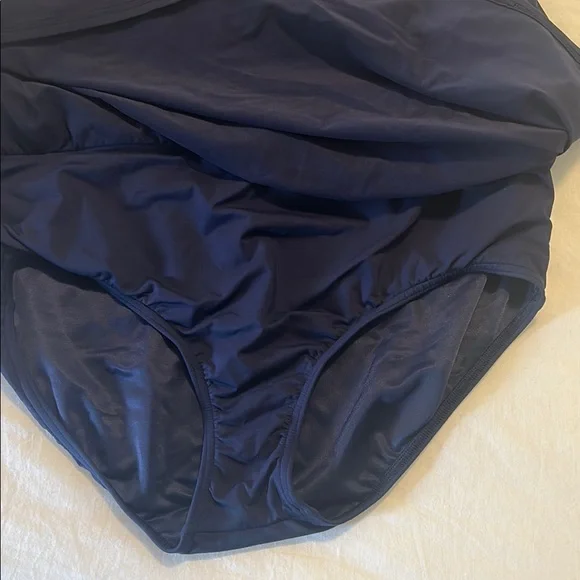 Lands' End Blue Swim Set top size 14 long mastectomy swim skirt swim bottom 14 - Picture 4 of 8
